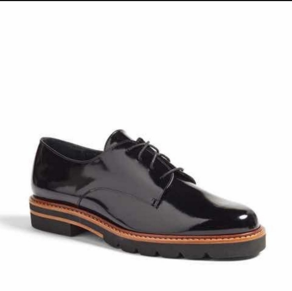Stuart Weitzman Patent Leather Lace Up Oxfords